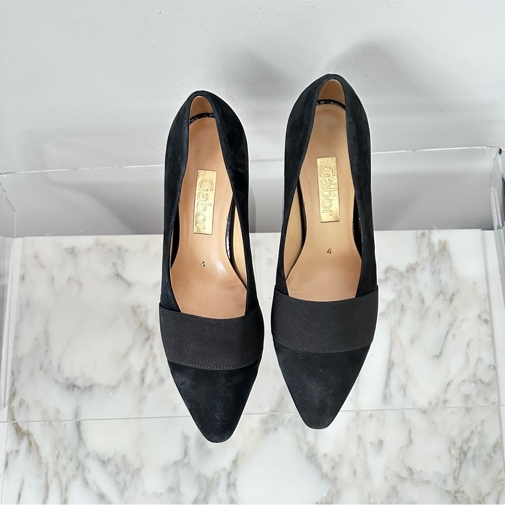 Gabor Black suede block mini heel women’s size 7 rubber comfortable sole